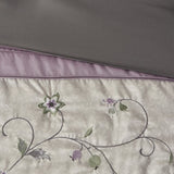 Embroidered 7 Piece Comforter Set Purple Queen B03596941