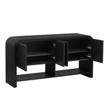 U_Style Versatile console table with Woven Wood Slats and Solid Wood Veneer,Suitable for Entryway, N711P269058B