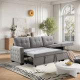 77 Inch Reversible Sectional Storage Sleeper Sofa Bed L-Shape 2 Seat Sectional Chaise With Storage W120343142