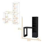 ZUN Peterson Computer Desk with 4-Tier Bookcase and 1-Door Cabinet Black B062111729