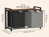 2-Compartment Laundry Hamper with Removable Bags & Storage Shelf, Rustic Brown/Charcoal Grey 47351774
