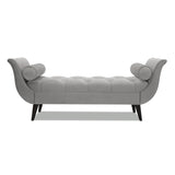Alma Tufted Flared Arm Entryway Bench, Opal Grey Velvet B2719P238451