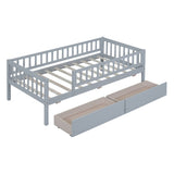 Twin Size Daybed Wood Bed with Two Drawers, Gray WF301864AAE