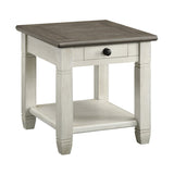 Rosy Brown and Antique White Finish 1pc End Table with Drawer Bottom Shelf Wooden Living Room B011P175714