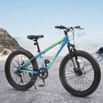 ZUN S24109 Elecony 24 Inch Fat Tire Bike Adult/Youth Full Shimano 7 Speeds Mountain Bike, Dual Disc W709P174687