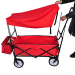 ZUN Garden Shopping Beach Cart folding wagon red W22730110