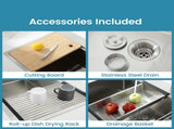 Stainless Steel Kitchen Sink, 30x22 Single Bowl, Overmount Handmade Sink in Dark Gray, with 83895540