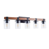 ZUN 5-Light E26 Bulb Bathroom Lights Over Mirror, Rustic Vanity Light Fixture with Clear Glass W2877P216934