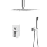 Dual Shower Head - 10 Inch Ceiling Mount Square Shower System with Rough-in Valve, Chrome W124357655
