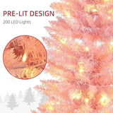 7' Tall Pre-Lit Slim Noble Fir Artificial Christmas Tree with 200 Warm White LED Lights and 499 42339847