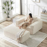 75-Inch Corduroy Sponge Sofa Lounge Chair with Removable footrest,No Assembly Required,Fluffy Modern W834P206099