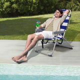 63*70*99cm Heightened Oxford Cloth Silver White Aluminum Tube Bearing 100kg Beach Chair Blue Stripes 53561346