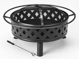30 Inch Round Outdoor Wood Pit, Heavy Duty Wrought Iron Firepit with Hinged Spark 98743437