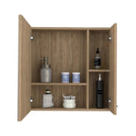 ZUN Sines Medicine Cabinet, Four Internal Shelves, Single Door -Pine B20092078