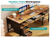 47 Inch Computer Desk with Fabric Drawers & Storage Shelves,Small Home Office Desk 60865003