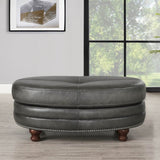 Belfast Top Grain Leather Oval Ottoman B2705P211698
