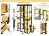 Cat Catio Outdoor Cat Enclosure for Multiple Indoor Outdoor Cats, Large Wooden Walk-in Cat House W3166P475540