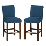 ZUN Upholstered Counter Stool with Nailhead Trim Set of 2 B035P265990