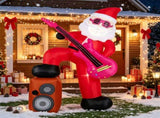 8.4 FT Inflatable Santa Claus with Guitar & Stereo Speaker, Sound Sync LED Lights, Waterproof 73993785