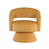 Modern Luxurious Swivel Accent Chair Yellow Soft Corduroy Upholstery Plush Seating Solid Wood B011P256233