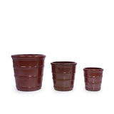 3 Pieces Ceramic Flowerpot, Modern Planter for Patio, Garden or Windowsills - Bean Paste Red W3273P321532