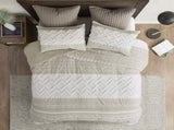 Full/Queen 3 Piece Cotton Duvet Cover Set with Chenille Tufting B035129140