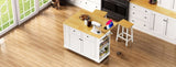K&K 48 inch Large Kitchen Island with Drop Leaf,Power Outlet,Internal Rack,Rolling Kitchen N707P257057W