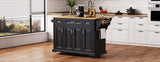 K&K 54inch Large Kitchen Island with Rubber Wood Drop Leaf, Embossed Texture Rolling Kitchen Cart on N707P195395B