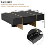 ZUN ON-TREND 47.2'' x 31.4''Minimalist High Gloss Coffee Table with 2 Drawers, Multi-Storage Rectangle N721P180693B