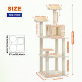 ZUN 63'' Multi-Level Cat Tree Cat Tower for Indoor Cats with Sisal-Covered Scratching Post, Cozy Cat 51846476