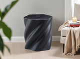 Petal Shape Side Table Black Fiberglass Sculptural Accent Table, 19.69" High, Root-Textured W2664P462012