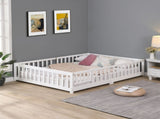 Twin Size Floor Bed with Door,Solid Wood Platform Bed Frame with Fence,Suitable for children,Pine W495123237