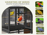 41" Metal Bird cage with Rolling Stand, Tray, 2 Perches and 2 Feeders, Black 01530661