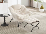 Lazy Chair with Ottoman, Modern Lounge Accent Chair with Armrests and a Side Pocket, Leisure W640P271553