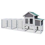 Gray Wooden Chicken Coop Outdoor Hen House with Run, Waterproof Roof & Nesting Box, Rabbit Duck W773P326843