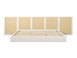 Capri Extended Headboard Cane Platform Bed, Antique White Polyester B2719P385740