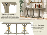 U-Style 59.8'' Wooden Console Table with Oak Veneer Top,Farmhouse Entryway Table with Rubber Wood N711P295300E