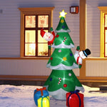 ZUN 8ft with Snowman Santa Claus 3 Gift Boxes 9 String Lights Inflatable Garden Christmas Tree 12454213