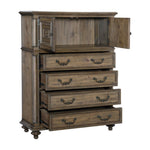 ZUN Traditional Vintage Style 1pc Chest of Drawers Top Cabinet Shelf Metal Hardware Weathered Pecan B011P186805