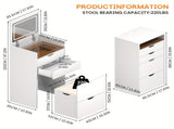 Dressing Table and Stool, 3-in-1 Multifunctional Dressing Table Set, Featuring Three-color Lighting W5252P447369