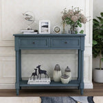 ZUN Series Console Table Traditional Design with Two Drawers and Bottom Shelf 25384136