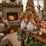 2PCS Set Christmas Gnome Decorations 5.5x3.5x20.5" Fabric Sitting Gnomes with Orange Hat & Maple 99880685