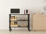3-Layer Plastic Coated Iron Shelf with 1.5" Plastic Wheels 350*600*850 Black 03624024