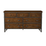 ZUN Industrial Design Bedroom 1pc Dresser of 7 Drawers Rustic Brown and Gunmetal Finish Wooden B011P152673