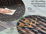 Outdoor PE Wicker Side Table with Storage, Small Patio Storage Bin Container for Hose Cushion Towel, 06931432