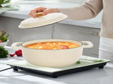 Cast iron 5QT cooking pot - ceramic white - comes with two silicone gloves - Enamel pot 06079080