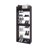 FM FURNITURE Oak Springs Tall Open Shoe Rack with Metal Rails and Multi-Tier Shelves, Wengue B128P301389