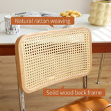 Dining Chairs Set of 2, Fauex Leather Rattan Side Accent Chairs with Chrome Legs, Modern Mid Century W2105P230515