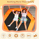 ZUN 6FT Toddlers Trampoline with Safety Enclosure Net Ocean Balls, Fully Protected Indoor Trampoline MS309260AAG