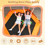 ZUN 6FT Toddlers Trampoline with Safety Enclosure Net Ocean Balls, Fully Protected Indoor Trampoline 70619175